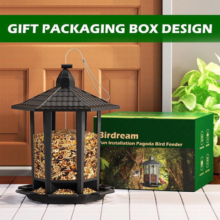 2 Pack Bird Feeders for Outdoor Hanging, Retro Pagoda Design Fun Installation Bird Feeder, Attracting Wild Birds Chickadees Goldfinches Cardinals Finches and Sparrows