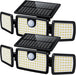 Solar Flood Lights Outdoor, 2500LM Motion Sensor Security Lights with 270° Wide Angle, IP65 Waterproof, 3 Heads Solar Outdoor Lights for Patio, Yard, House, Garage (Non-Remote, 2 Pack)
