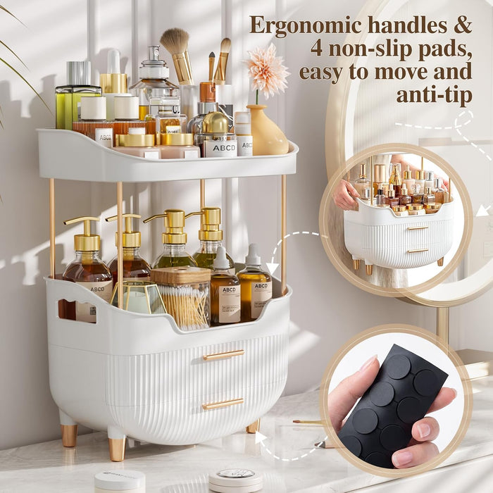 4-Tier Makeup Organizer Bathroom Countertop Storage White