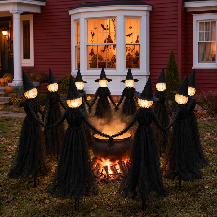 Halloween Witch Decorations Outdoor, 5FT Set of 3 Lighted Witches