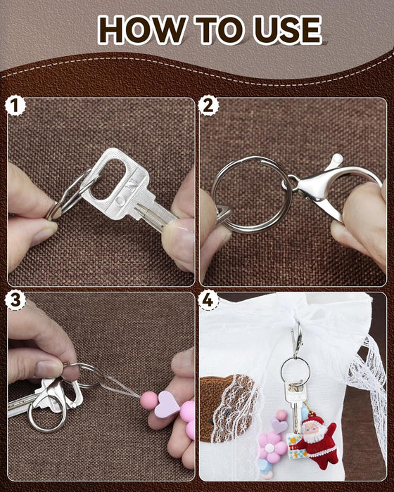 325PCS  Keychain Making Kit - Silver Keychain Clips with Key Rings