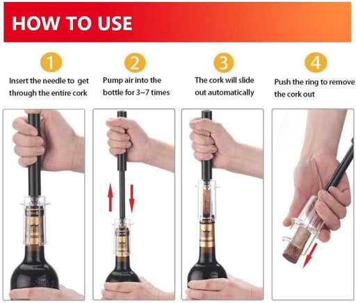 Air Pressure Pump Bottle Opener With Foil Cutter,Aerator Pourer,Vacuum Stopper(4PCS),Simple Cork Remover,Efficient Corks