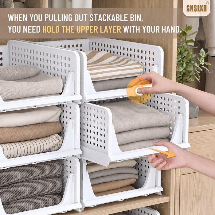 Closet Organizers and Storage, 5 Pack Stackable Closet Bins
