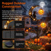 Solar Halloween Pumpkin Light, Black Cat Moon Garden Stake Light with 2 Pumpkin Lanterns, Waterproof Metal Solar Pathway