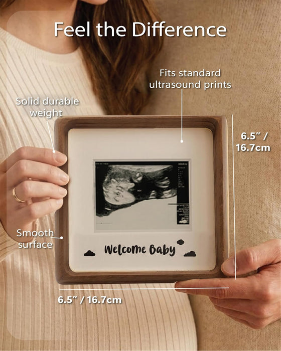 Wooden Baby Sonogram Picture Frame - First Ultrasound New Baby Announcement