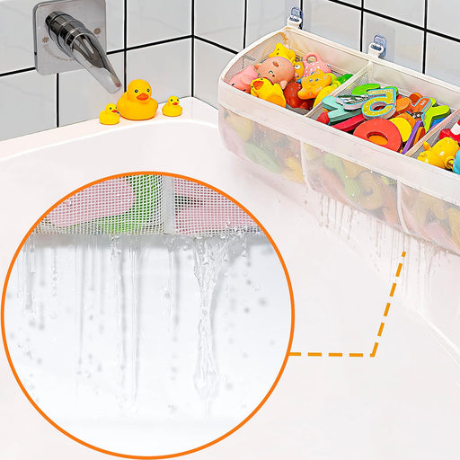 Original 3 Compartment Horizontal Large Openings Bath Toy Organizer for Tub, Capacity Upgrade Bath Toy Storage and Holde