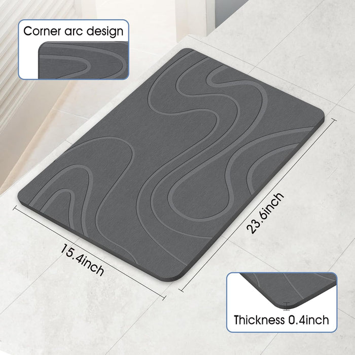 Stone Bath Mat, Diatomaceous Earth Bath Mat, Shower Mat Grey