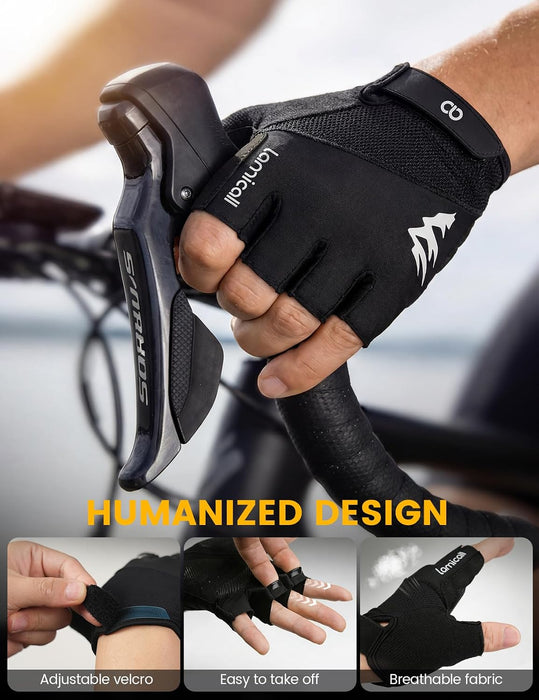 Bike Gloves for Men Women - [Anti-Slip Shock-Absorbing Pad] Workout Gloves, Breathable Materials, Cycling Gloves for Bicycle, Gym, Motorcycle, Hiking, Indoor & Outdoor Sports