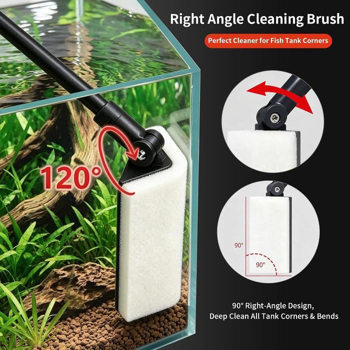 Aquarium Clean Tool 6 in 1 Fish Tank Cleaning Kit Algae Scraper Scrubber Pad Adjustable Long Handle Fish Tank Brush Clea