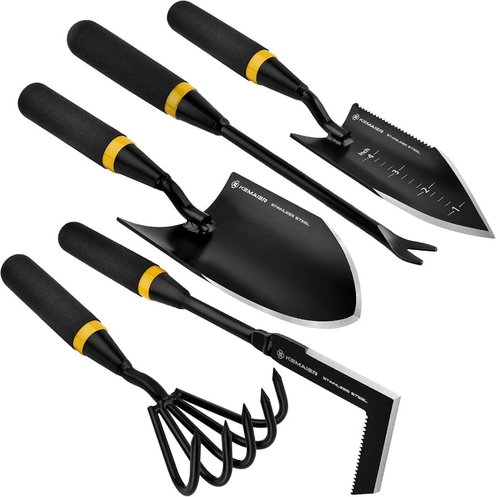 5-Piece Garden Tool Set, Heavy-Duty Stainless Steel Premium Tools