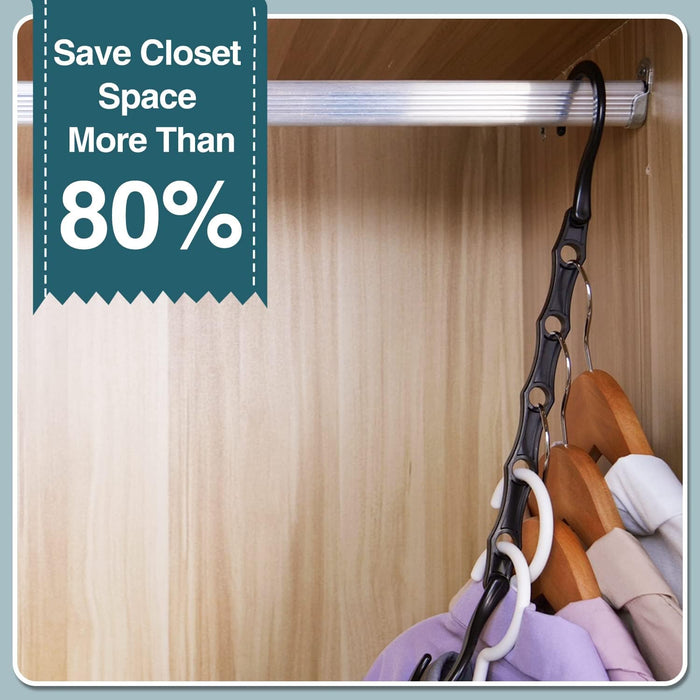 6 Pack-Closet-Organizers-and-Storage, Space-Saving-Hangers Black