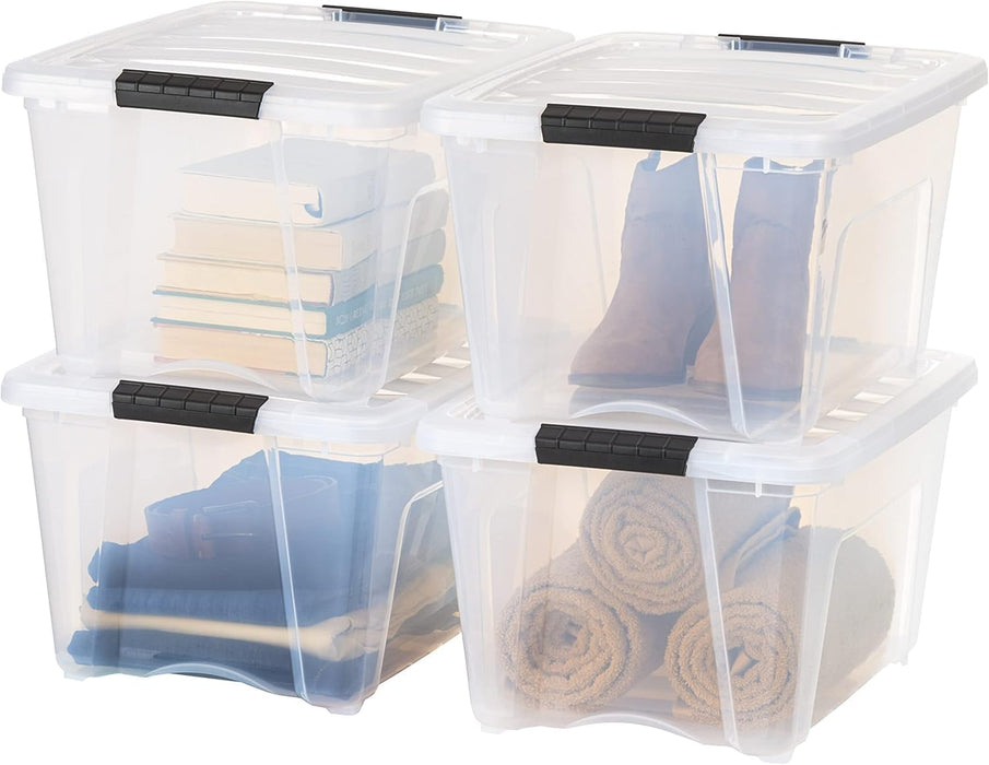 4-Pack 32 Quart Storage Bins with Lids, Clear