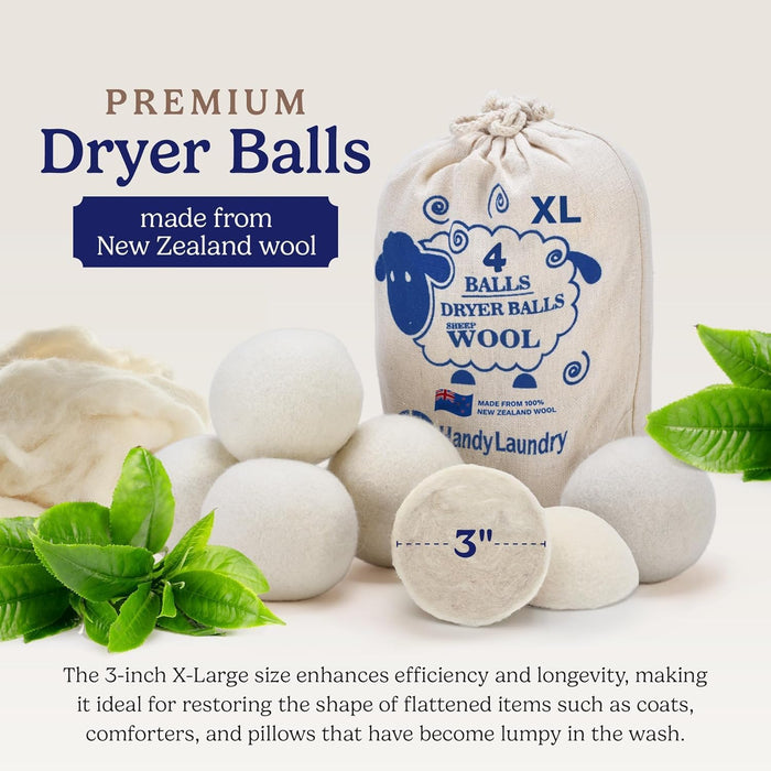 Wool Dryer Balls 6-Pack, Reusable Natural Fabric Softener