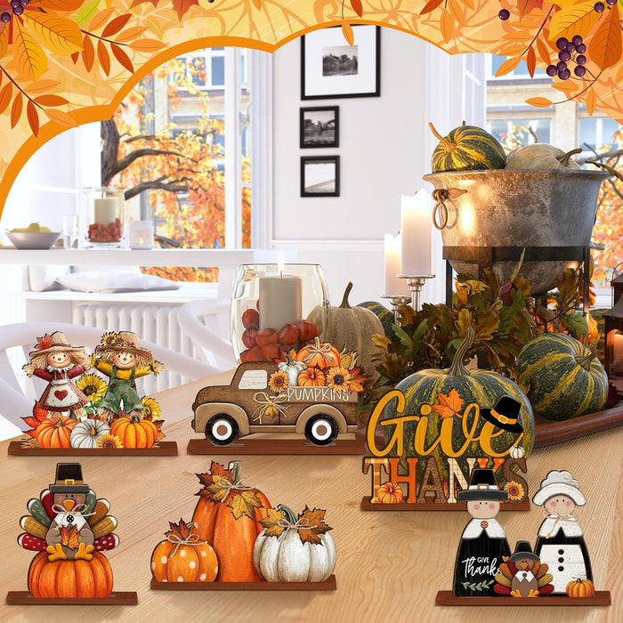 6 Pcs Fall Thanksgiving Table Decor, Cute, Bright Orange