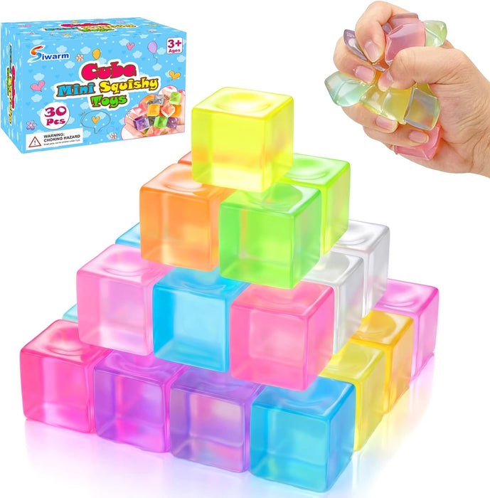 30 Pack Mini Cube Squishy Fidget Toys for Kids and Adults