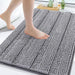 Chenille Bathroom Rugs 30x20, Soft Absorbent Bath Mats, Grey