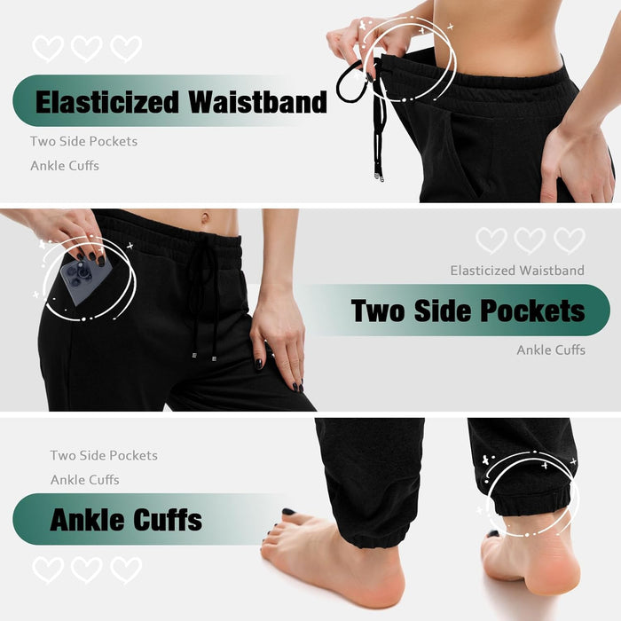 Joggers with Pockets, Drawstring Sweatpants Women