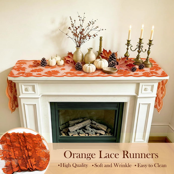 Fall Table Runner Fall Decorations for Home 13 x 72 Inch Maples Leaves Lace