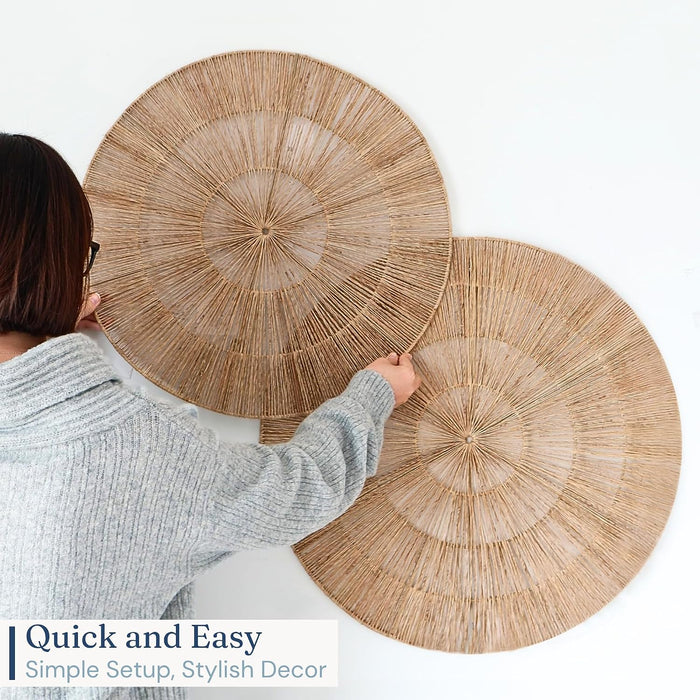 Wicker 23 Inch Jute Wall Decor Baskets, Set of 6 Extra Large Woven Jute Wall Plates, 23",21",15",13",12,10", Decorative Baskets for Wall Arts, Wall Hanging for Bedroom, Living Room, Office