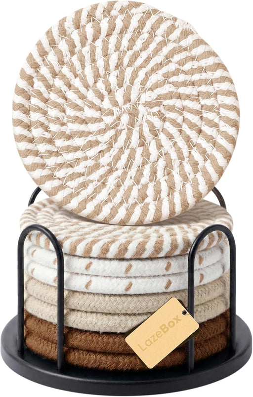 Coasters Set of 8 for Drinks, 4 Inch Large Coasters for Coffee Table, Tabletop Protection for Hot & Cold Drinks, Versati