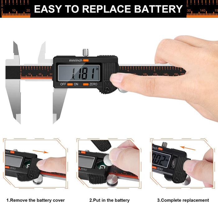 Digital Caliper 6 Inch, Caliper Measuring Tool with Large LCD