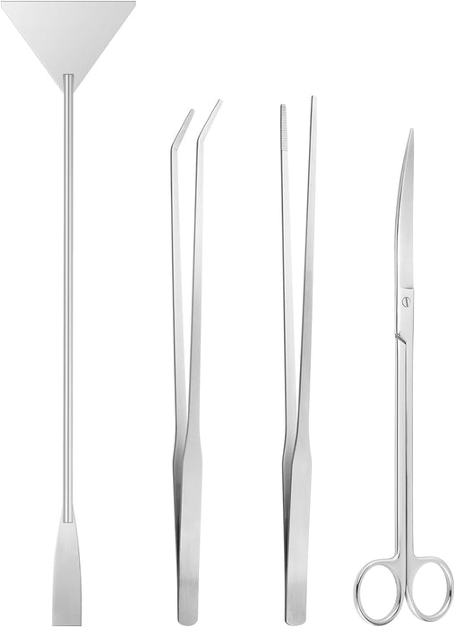 4PCS Aquascape Tool Aquarium Kit with Tweezers Scissors Scraper