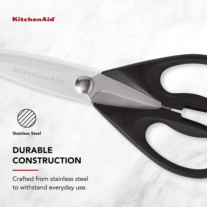 KitchenAid All Purpose Kitchen Shears with Protective Sheath Durable Stainless Steel Scissors, Dishwasher Safe, Soft Gri