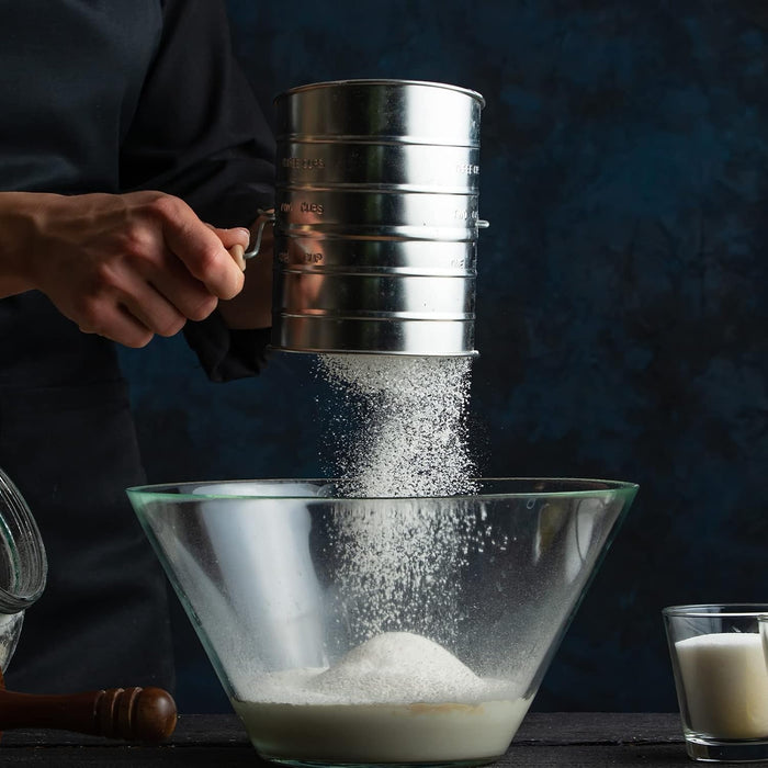 Flour Sifter, Hand Crank Sifter for Baking with Fine Mesh Rotary