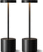 Cordless Rechargeable Table Lamp, 4000mAh Battery Operated, Black, 2 Pack