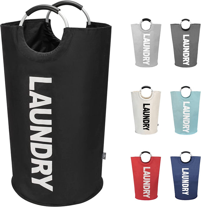 90L Large Laundry Basket Bag, Collapsible Tall Hamper, Black