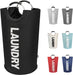 90L Large Laundry Basket Bag, Collapsible Tall Hamper, Black