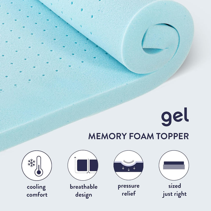 1.5 Inch Ventilated Memory Foam Mattress Topper, Cooling Gel Infusion, CertiPUR-US Certified, Dorm Essentials, Full