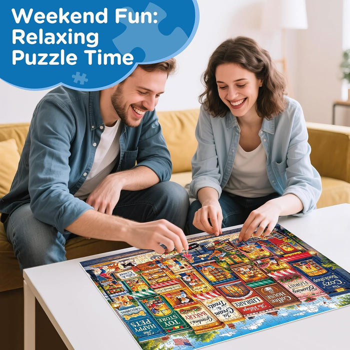 500 Piece Puzzles for Adults, Colorful Small Town Jigsaw Puzzles 500 Pieces