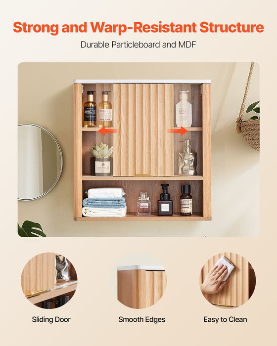 Bathroom Wall Cabinet, with Door and Adjustable Shelf, over the Toilet Storage Medicine Cabinet Wall Mounted, Hanging Organizer with Shelves and Open Partition for Laundry Room Kitchen Restroom