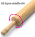 Classic Wood Rolling Pin, 18-Inch Hardwood Dough Roller for Baking Pizza, Pies, Pastry and Cookies, Ergonomic Handles, K