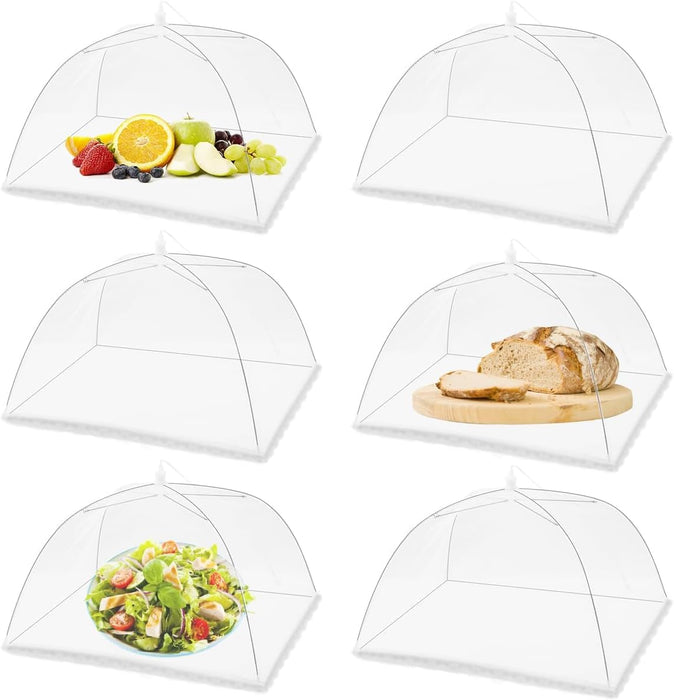 (6 Pack) Pop-Up Outside Picnic Mesh Food Covers Tent Umbrella for Outdoors and Camping Food Net Cover Keep Out Flies Mos