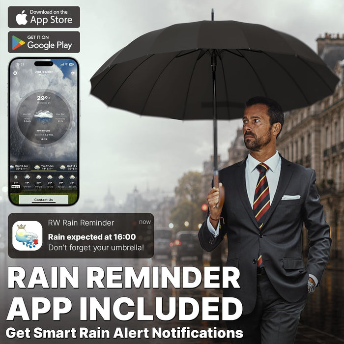 Large Umbrella for Rain & Golf, Windproof, Big, Heavy Duty Stick