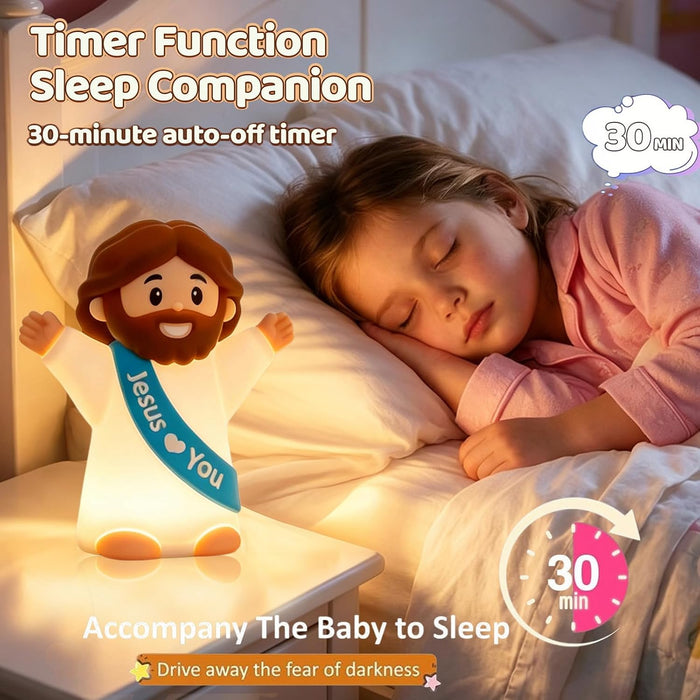 Jesus Night Light,Rechargeable Touch Silicone Bedside Jesus Lamp for kids