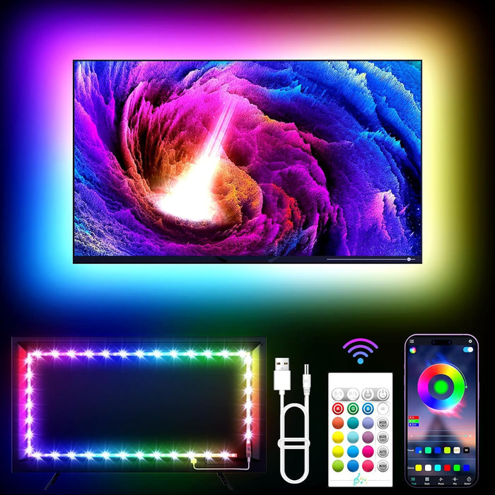 TV LED Lights, 11.5ft LED Lights for 32-55 Inch TV, RGB TV Backlight Behind with Remote, Music Sync Bluetooth APP Control Strip Lights USB Powered for Bedroom, PC, Gaming Monitor