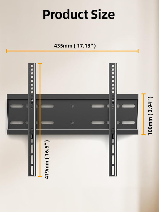 43 50 55 inch Fixed Low Profile TV Wall Mount for 24-65 inch LED/LCD & Flat/Curved TVs, Universal Wall Mount Bracket with Safe Lock, Max VESA 400x400mm, up to 99Lbs & 16 '' Stud