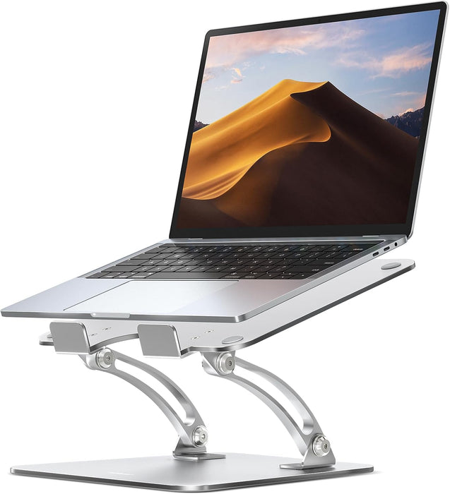 Ergonomic Adjustable Laptop Stand for Desk, Dual Foldable Computer Riser with Advanced Heat-Vent, Heavy-Duty Portable No