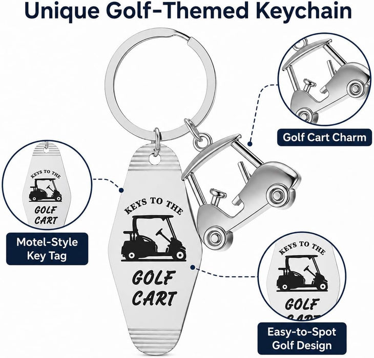 Golf Gifts for Men Retro Motel Golf Cart Keychain Accessories