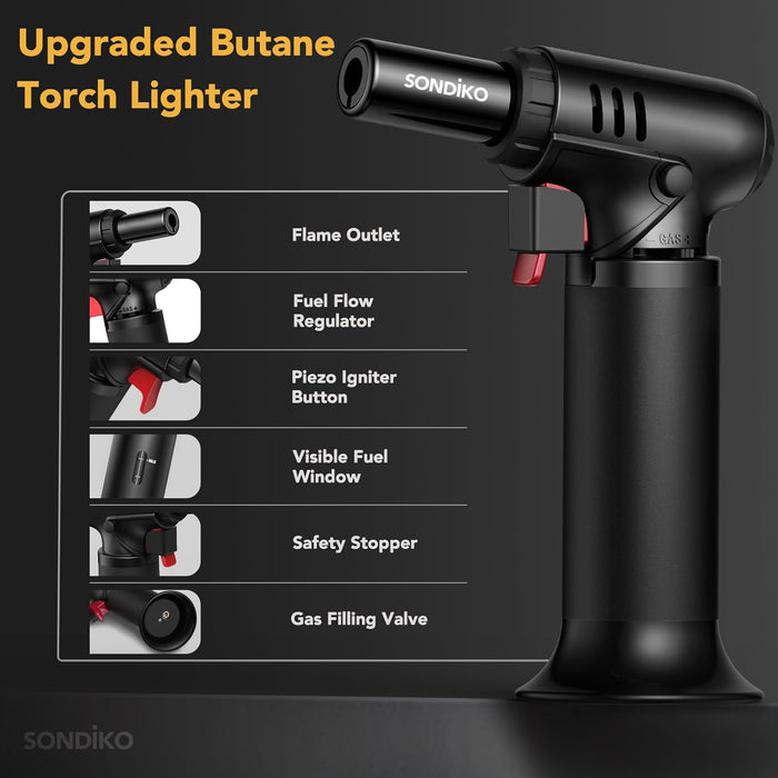 Butane Torch, Refillable Soldering Torch with Visible Fuel Window