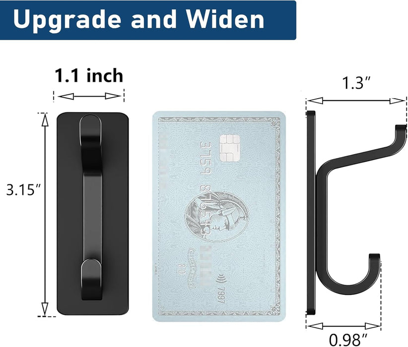 13LB Strong Stick-on Hooks for Coat & Towel, Black 4 Pack