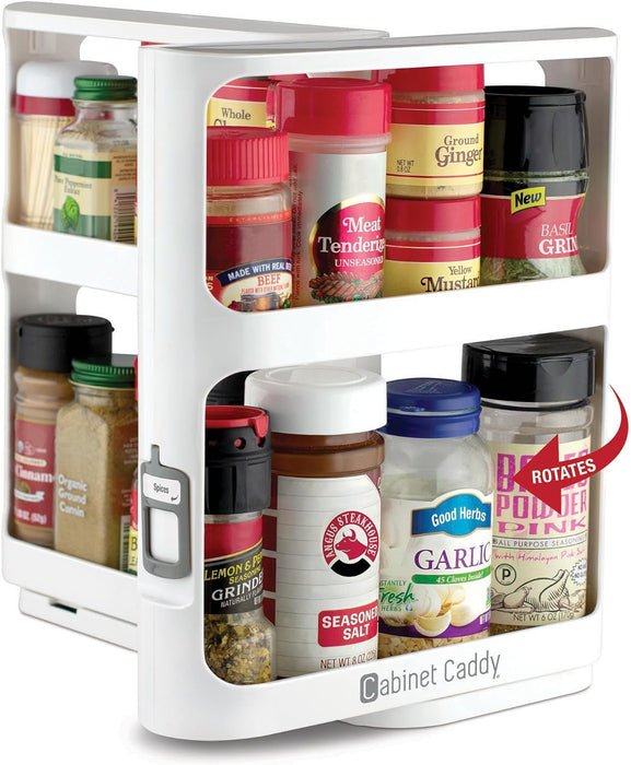 Spice Rack Organizer for Cabinet, Pull & Rotate, 2-Tier