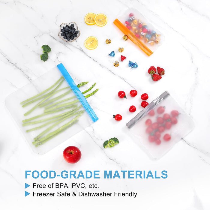 6 Pack Reusable Gallon Freezer Bags Dishwasher Safe, BPA Free