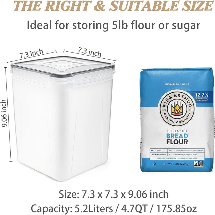 Four 5.2 L Flour & Food Storage Containers — Black
