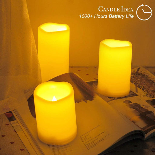 3PCS 4" 5" 6" Waterproof LED Flameless Timer Candles, 1000 Hours Long Battery Life/Flickering Battery Operated Electric 