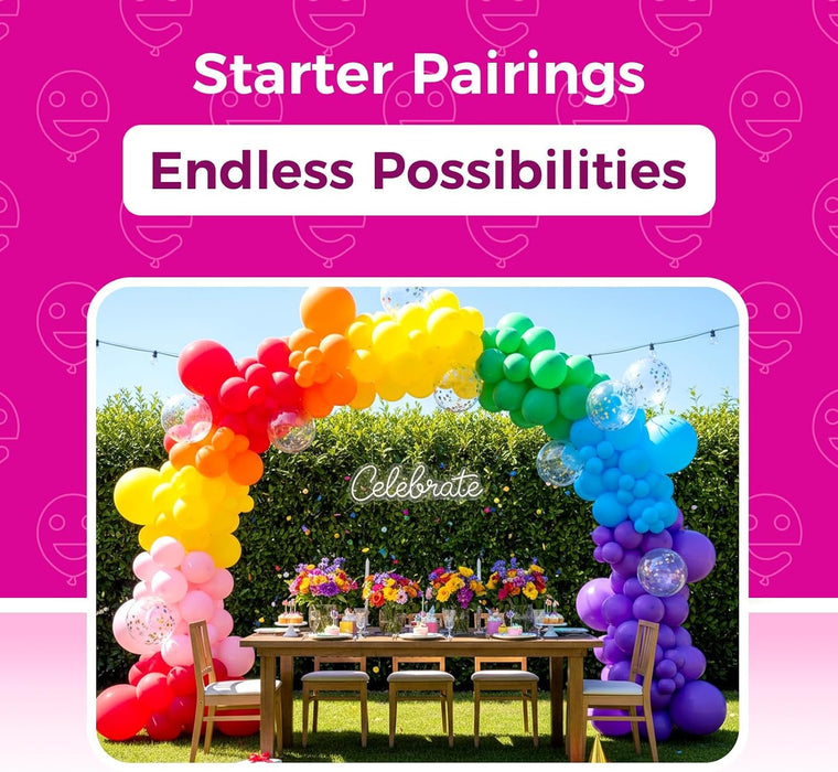 Assorted Latex Rainbow Balloons 100 Pack 12 inch