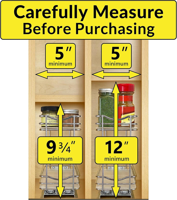 ® Pull Out Spice Organization for Cabinets - 4-3/8 inch Wide – Spice Rack for Inside Cabinets, Slide Out Spice Rack Orga